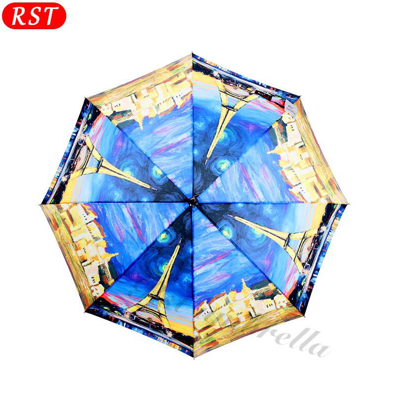 RST new fashion portable raining umbrella straight umbrella heat transfer printi 3