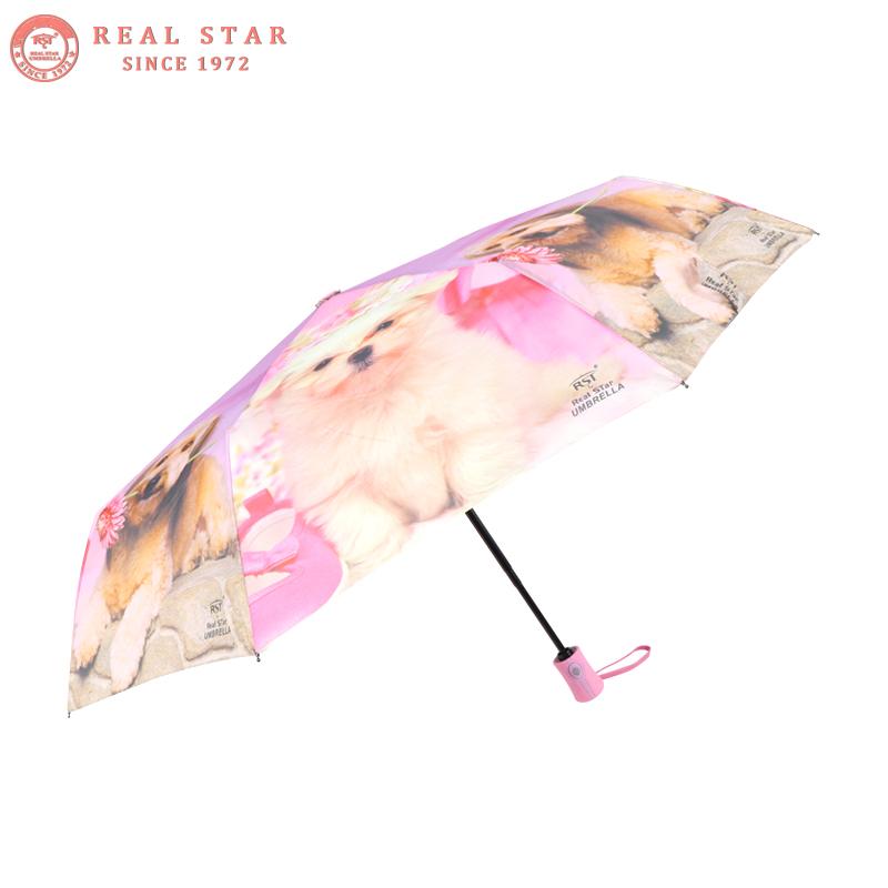 RST new design small animal automatic three folding umbrella balinese umbrella