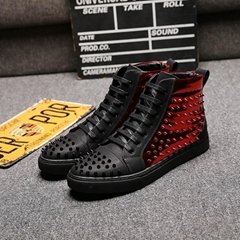 Ovxuan High Top Black Rivets Toe Street Sneakers 2018 Red