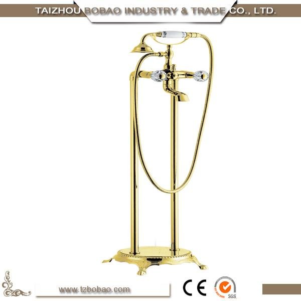 Free Standing Antique Gold Telephone Shower Set For Hotel Bathroom 4