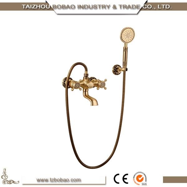 Free Standing Antique Gold Telephone Shower Set For Hotel Bathroom 5
