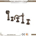 Bathroom Set 5PCS Deck Mounted Antique Bronze Hand Shower Head Basin Mixer Taps 1