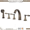 Bathroom Set 5PCS Deck Mounted Antique Bronze Hand Shower Head Basin Mixer Taps 2