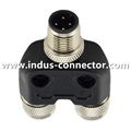 M12 3 pin one male to two female y splitter connector  1