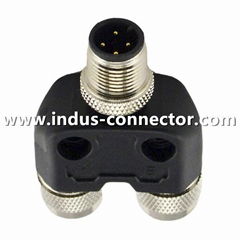 M12 3 pin one male to two female y splitter connector 
