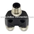 M12 3 pin one male to two female y splitter connector  2
