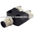 M12 3 pin one male to two female y splitter connector  3