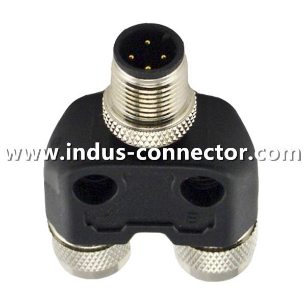 M12 3 pin one male to two female y splitter connector  4