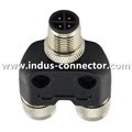 M12 3 pin one male to two female y splitter connector  5