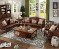 2018 New American country  wood leather sofa  1