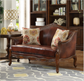 2018 New American country  wood leather sofa  2