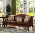 2018 New American country  wood leather sofa  5