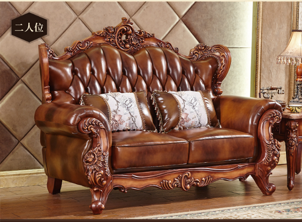 European leather solid carved living room   sofa 4