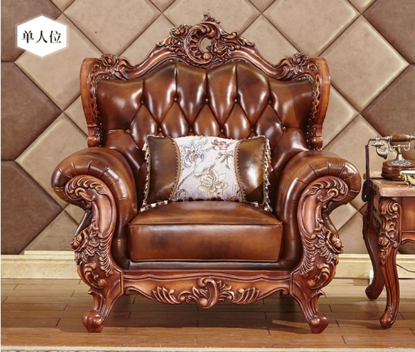 European leather solid carved living room   sofa 5
