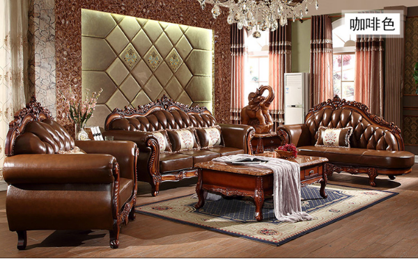 New European leather living room luxury  sofa 