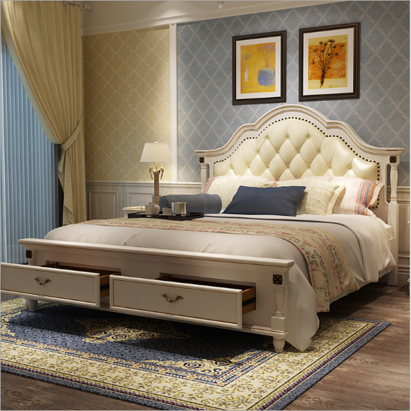 2018 new European wood double bed 