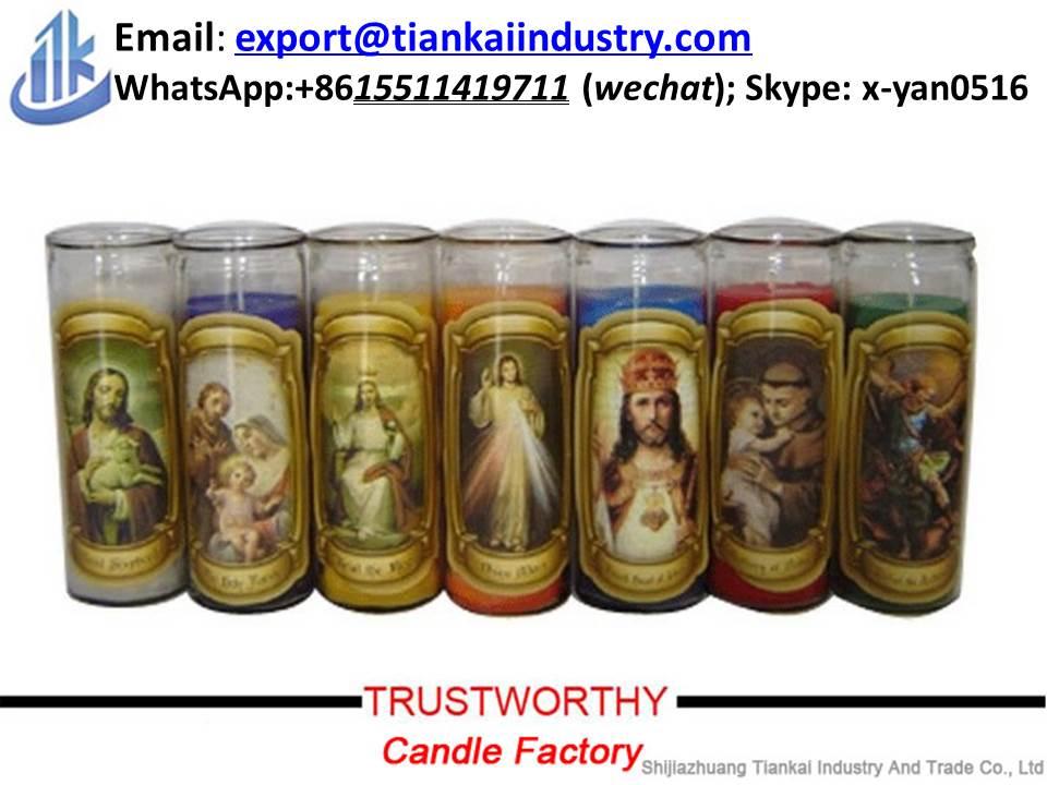 wholesale religious glass jar 7 day aroma candles TKGC tiankai