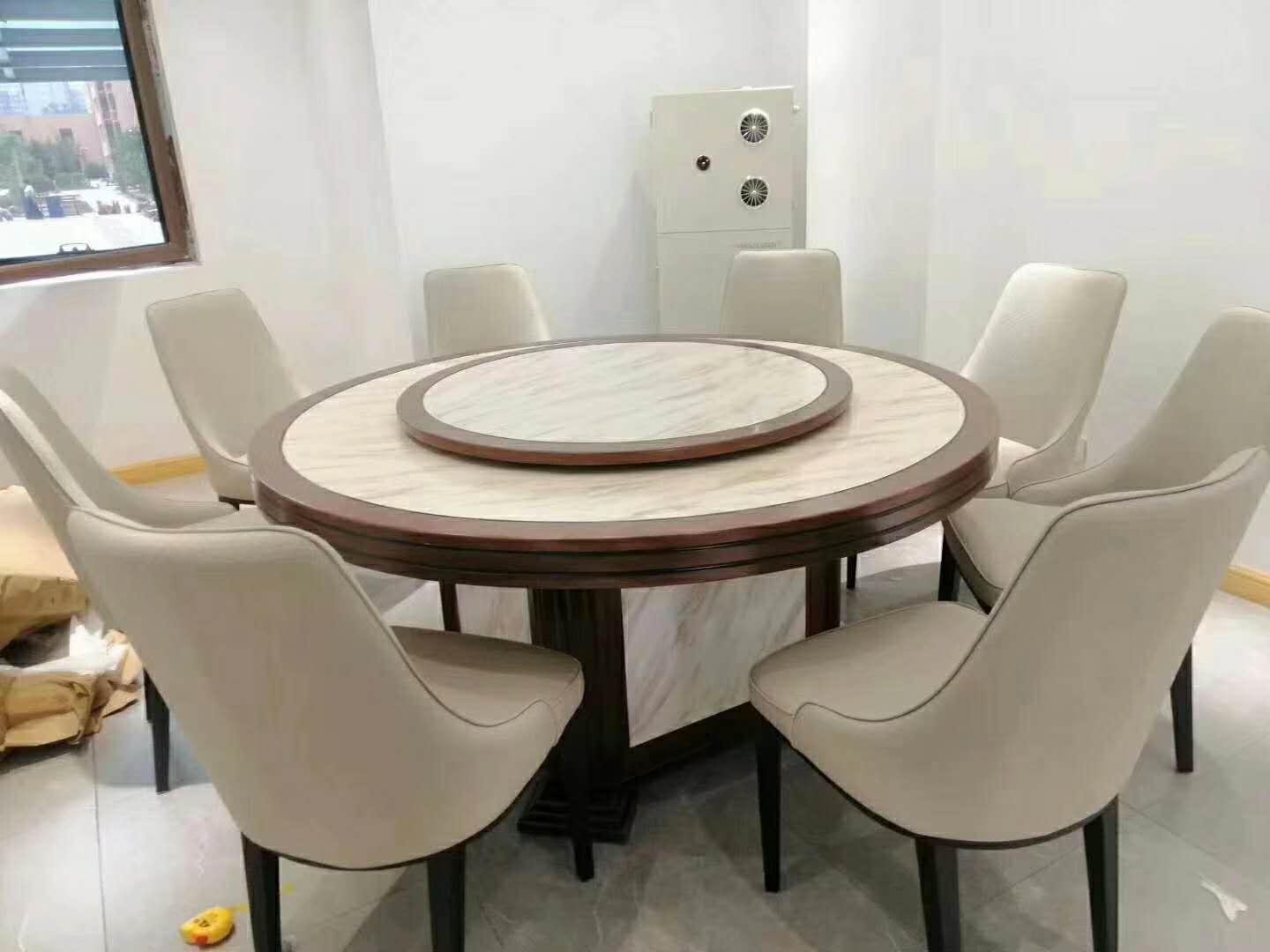 酒店电动餐桌椅高档实木雕刻大圆桌 3