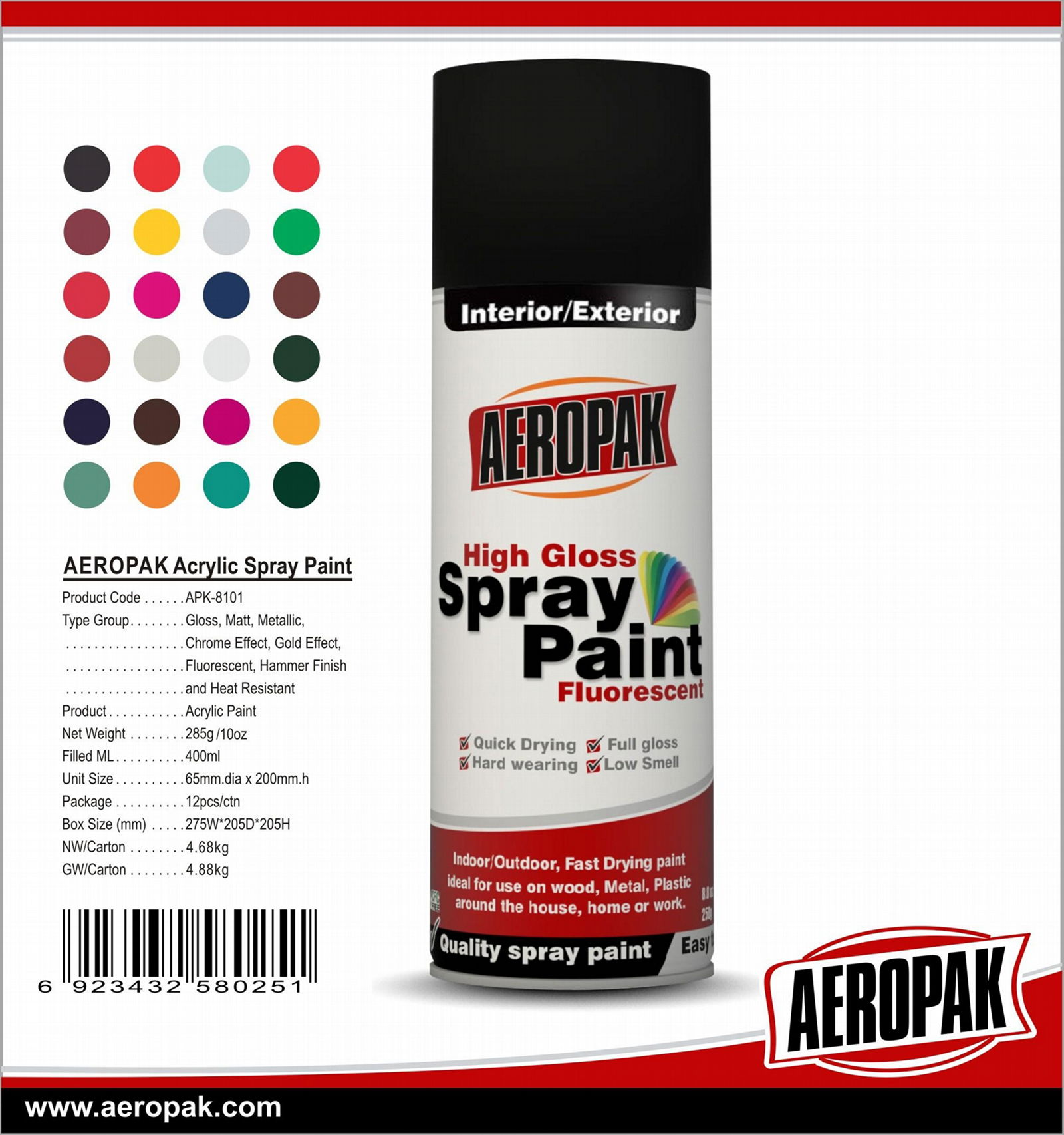 AEROPAK High Quality High Gloss Spray Paint ,MSDS Aerosol Paint