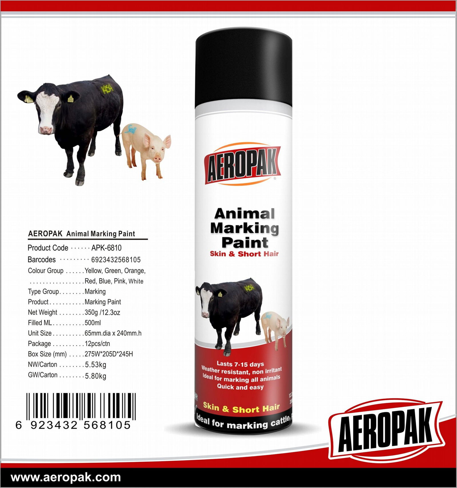AEROPAK High Quanlity Harmless and Colorful Animal Marking Paint