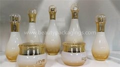 Antique Essence Pump Bottle And Face Cream Jar With Gold Plating Lid