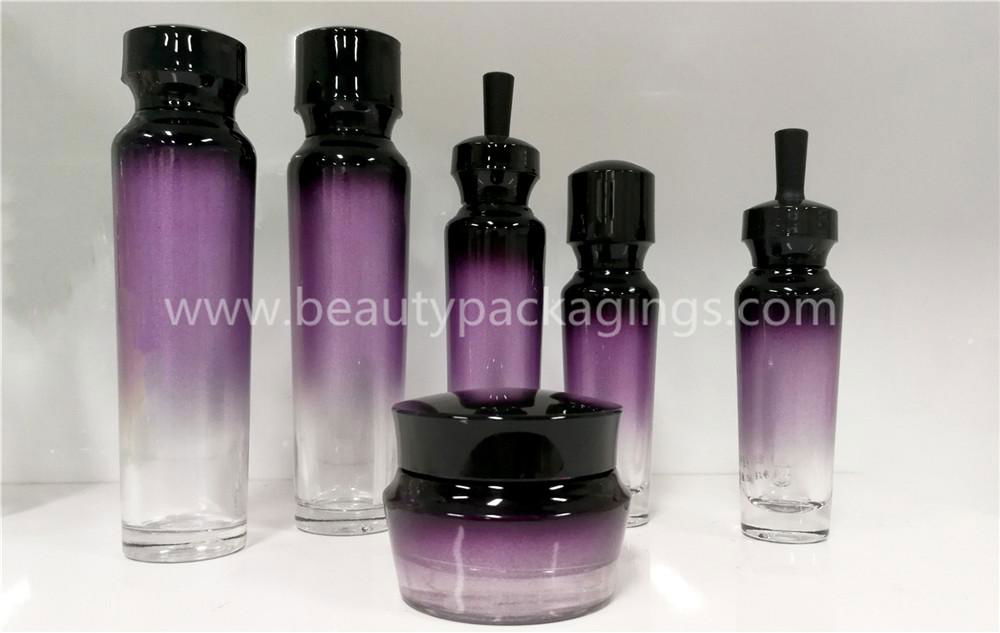Stock Spray Purple Glass Cosmetic Serum Bottle And Eye Cream Jar 4
