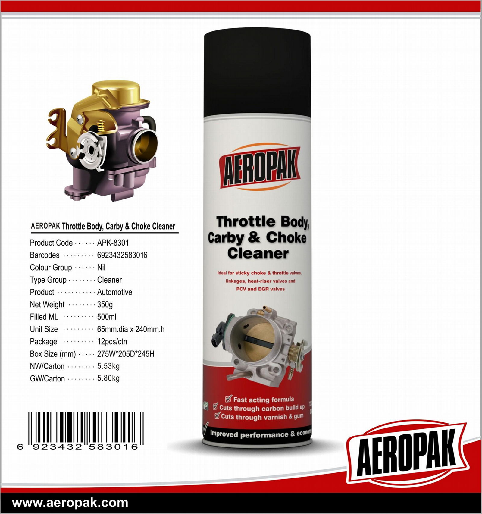 Aeropak Car Carburetor Cleaner Wash For Throttle Body Car Car Products