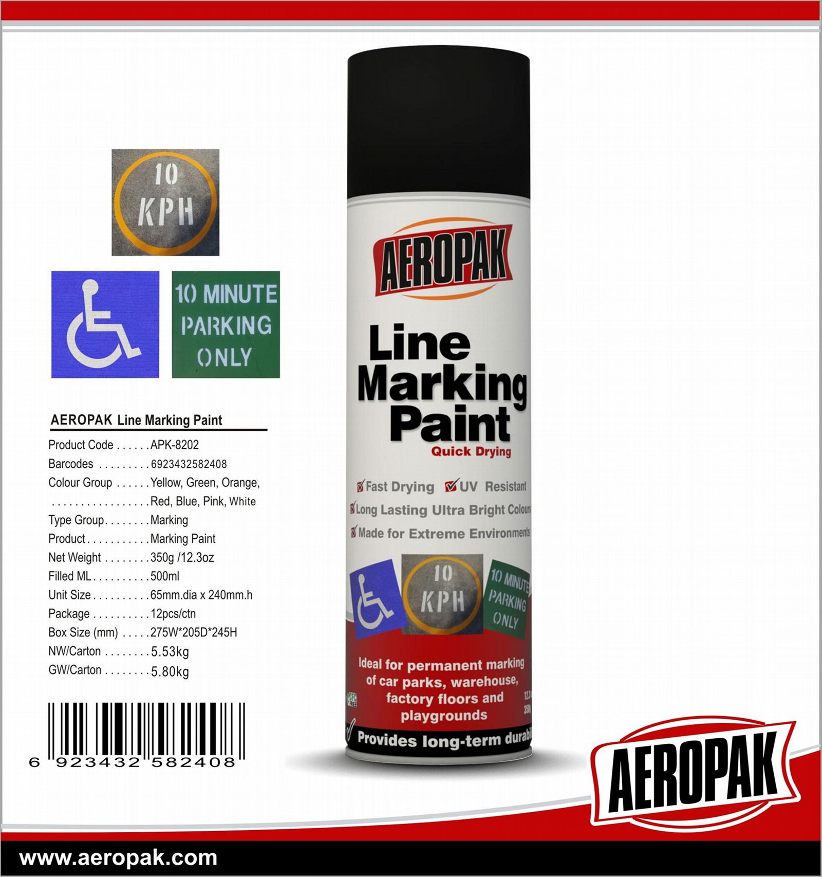 Aeropak Thermoplastic Line Making Paint 500ml For Road APK8202