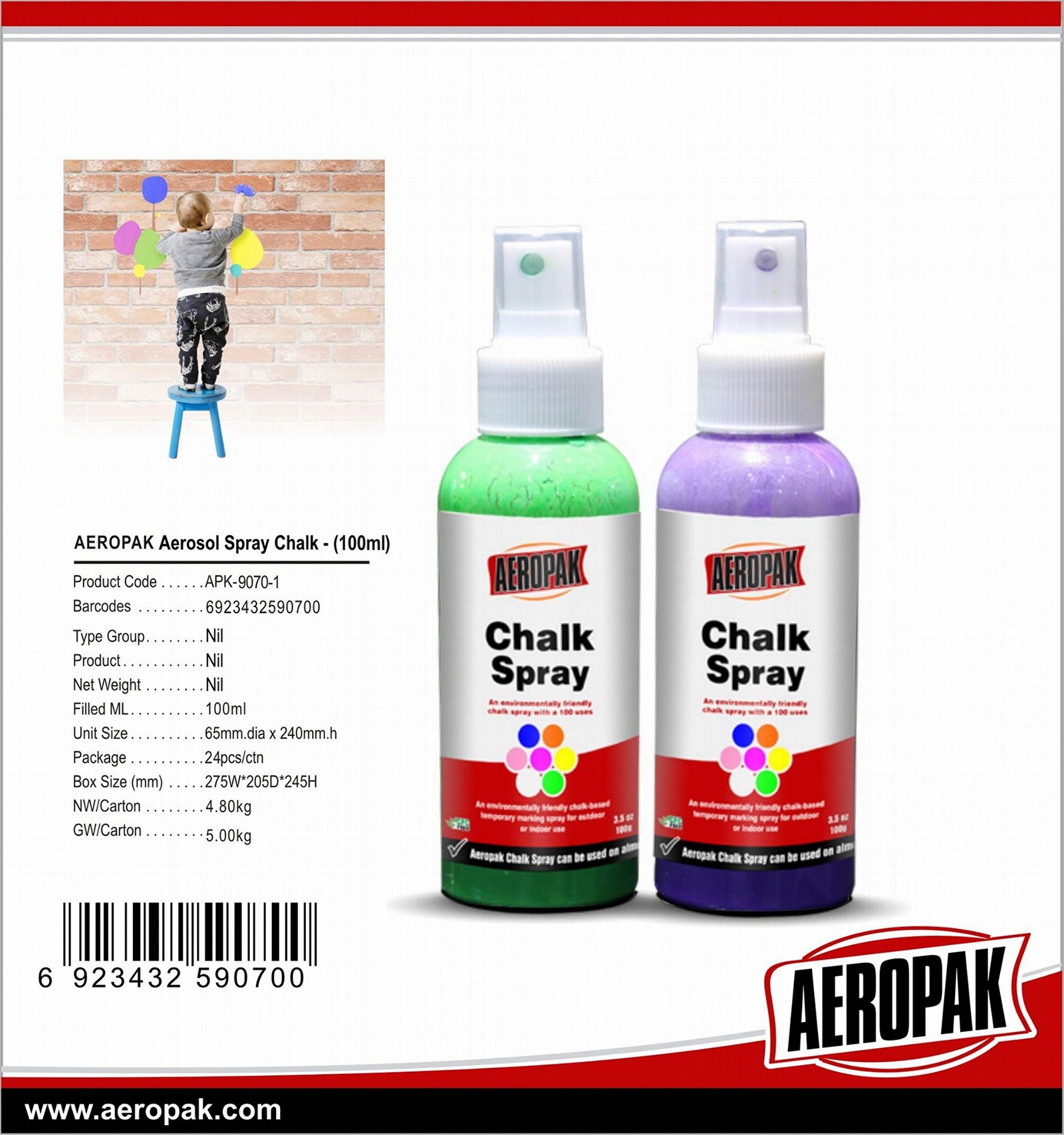 AEROPAK washable Chalk Spray paint