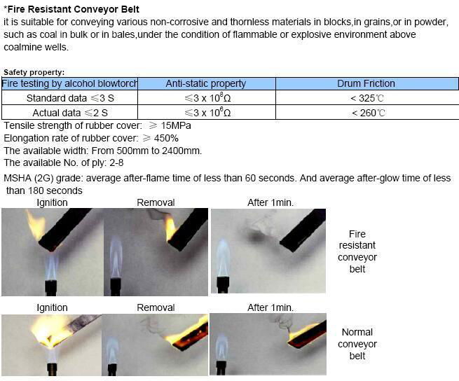 Fire resistant conveyor belt 2