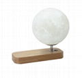 Hot sale 3W wireless charging moon lamp USB cable wooden table light for bedroom