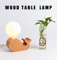 Natural wood base table lamp edison bulb light desk lamp with switch for home