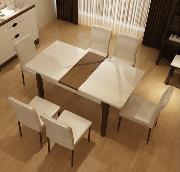 Modern folding dining table and chairs in combination with a table and six chair 2