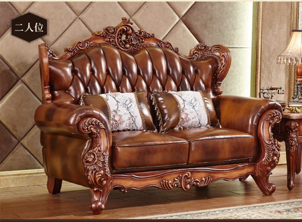 European leather sofa solid carved living room luxury villa luxury package Europ 3