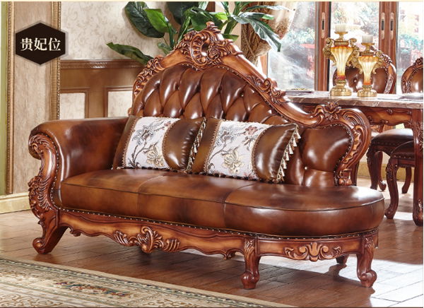 European leather sofa solid carved living room luxury villa luxury package Europ 5