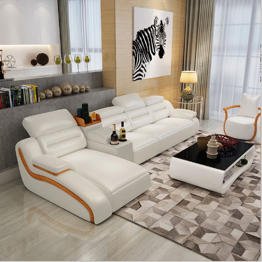 Leather Sofa Modern Simple Style Leather Living Room Sofa Set 2