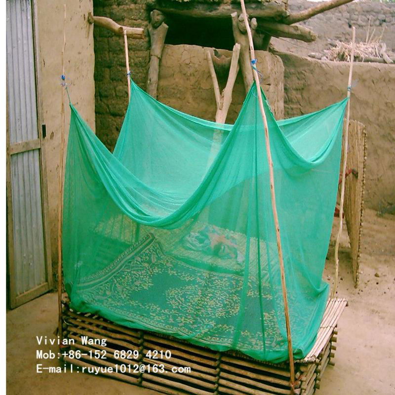 China 100% polyester chemical treated mosquito net LLIN