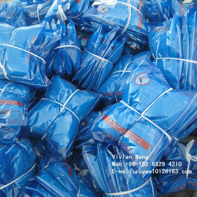 China 100% polyester chemical treated mosquito net LLIN 3