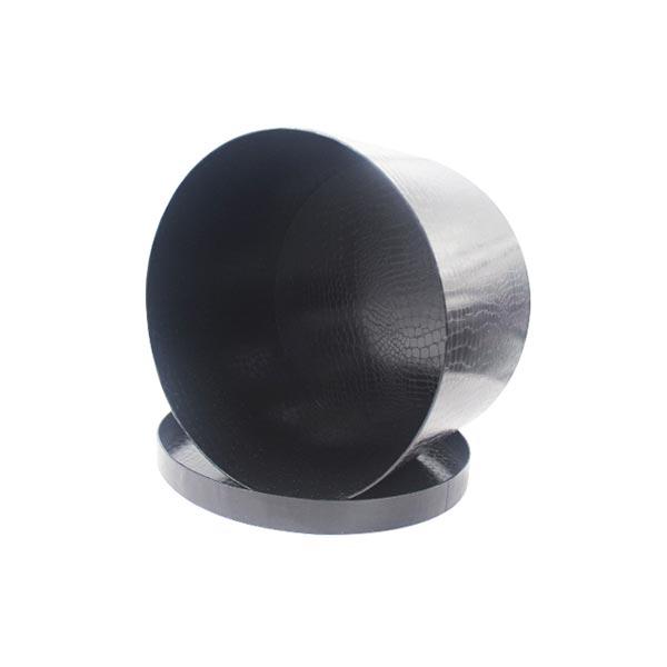 LARGE SPECIAL BLACK LEATHERETTE PAPER ROUND BOX