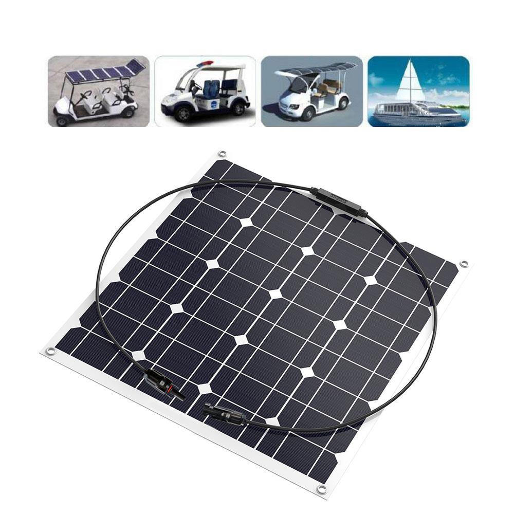 Photovoltaic 50W 18V Semi-Flexible Solar Panel Mono Cell Module Kit for Yacht RV 4