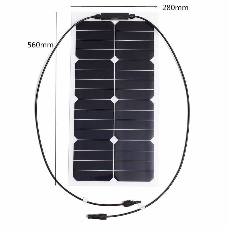 Photovoltaic 28W 18V Semi-Flexible Solar Panel Sunpower Mono Cell Module Kit for 5