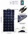 Photovoltaic 100W 18V Flexible Solar Panel Mono Cell Module Kit for Yacht RV Boa 2