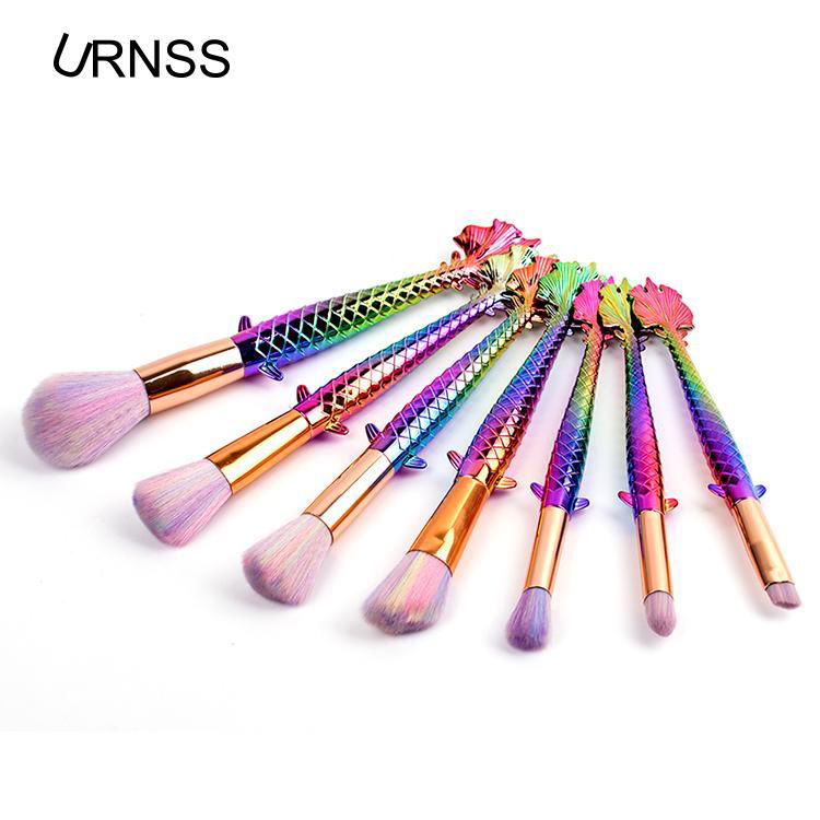 Best 7Pcs Mermaid shape Cosmetic Tools private label makeup brushes kit 4