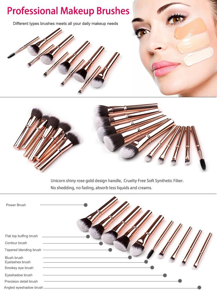 professional 10 pieces Makeup Brushes For Face And Eye Cosmetics 5