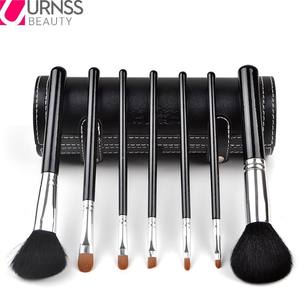 private label makeup Brushes with PU Leather Cylinder 7pcs makeup brush set 4