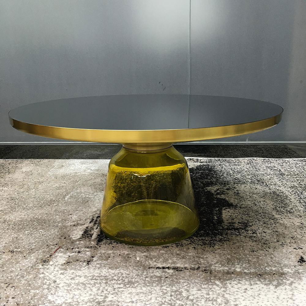 Bell coffee table 北欧风 彩色玻璃茶几圆形 创意简约现代玻璃咖啡桌  2
