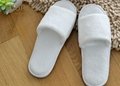 Open Toe Coral Fleece Disposable Hotel Slippers White With EVA Sole