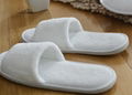 Open Toe Coral Fleece Disposable Hotel Slippers White With EVA Sole 2