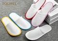 Brush Fabric Dispsable Closed Toe Spa Slippers White Color Red Edge 1