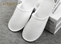 Brush Fabric Dispsable Closed Toe Spa Slippers White Color Red Edge 2